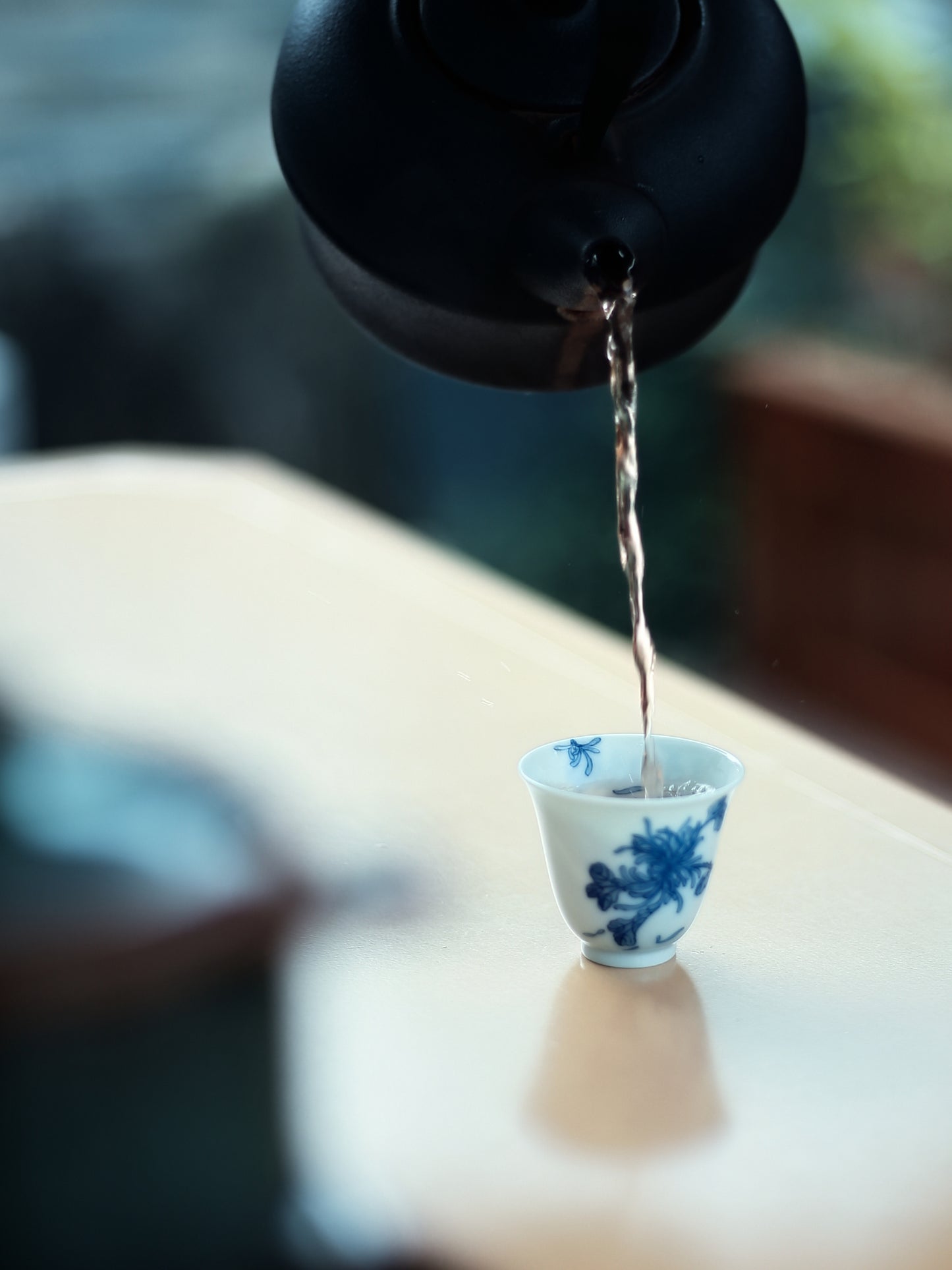 Oriday高檔手繪青花瓷菊花高聞香杯單個功夫仿古茶杯茶具主人杯茶杯盞茶具東方良品