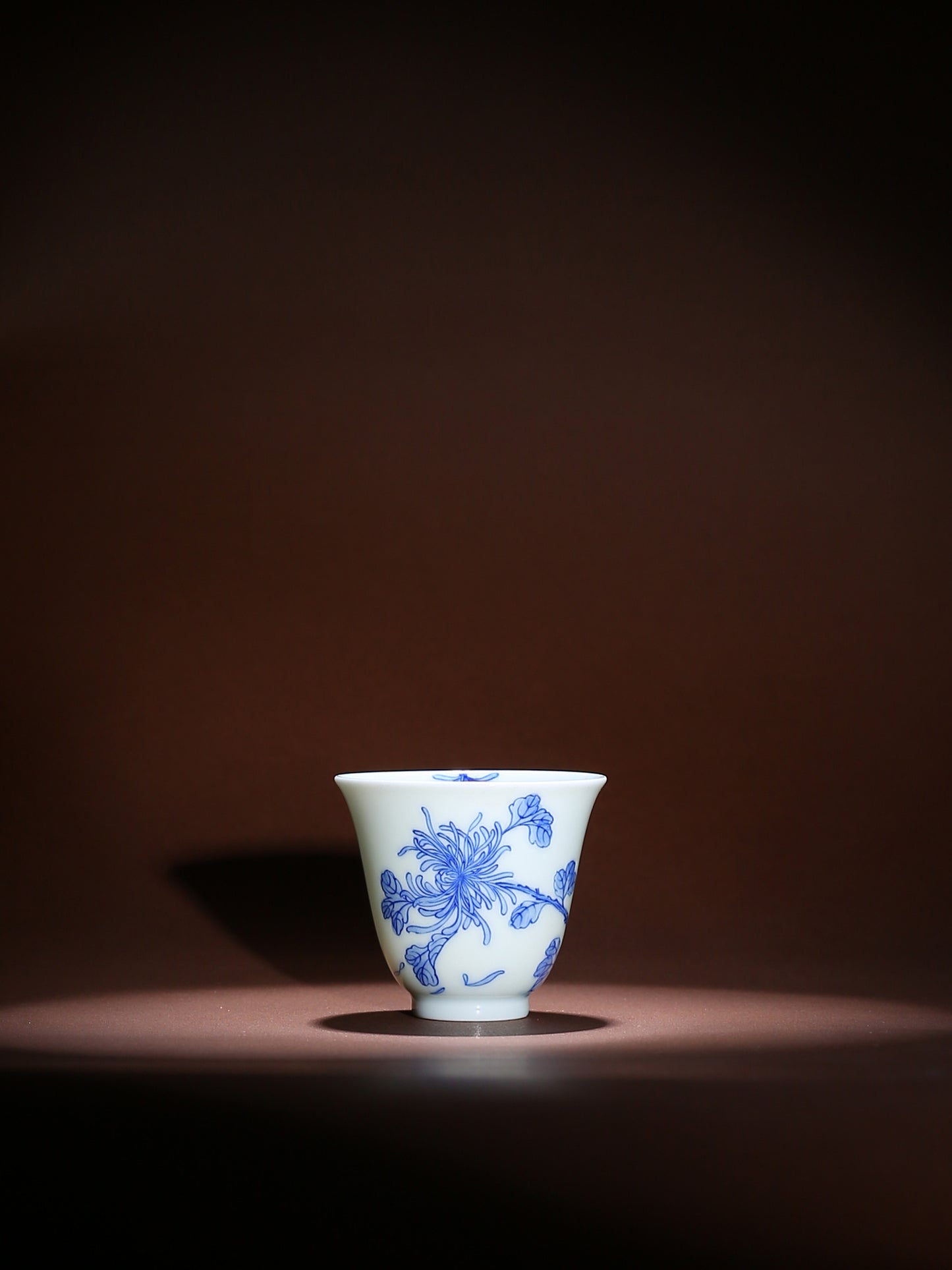 Oriday高檔手繪青花瓷菊花高聞香杯單個功夫仿古茶杯茶具主人杯茶杯盞茶具東方良品
