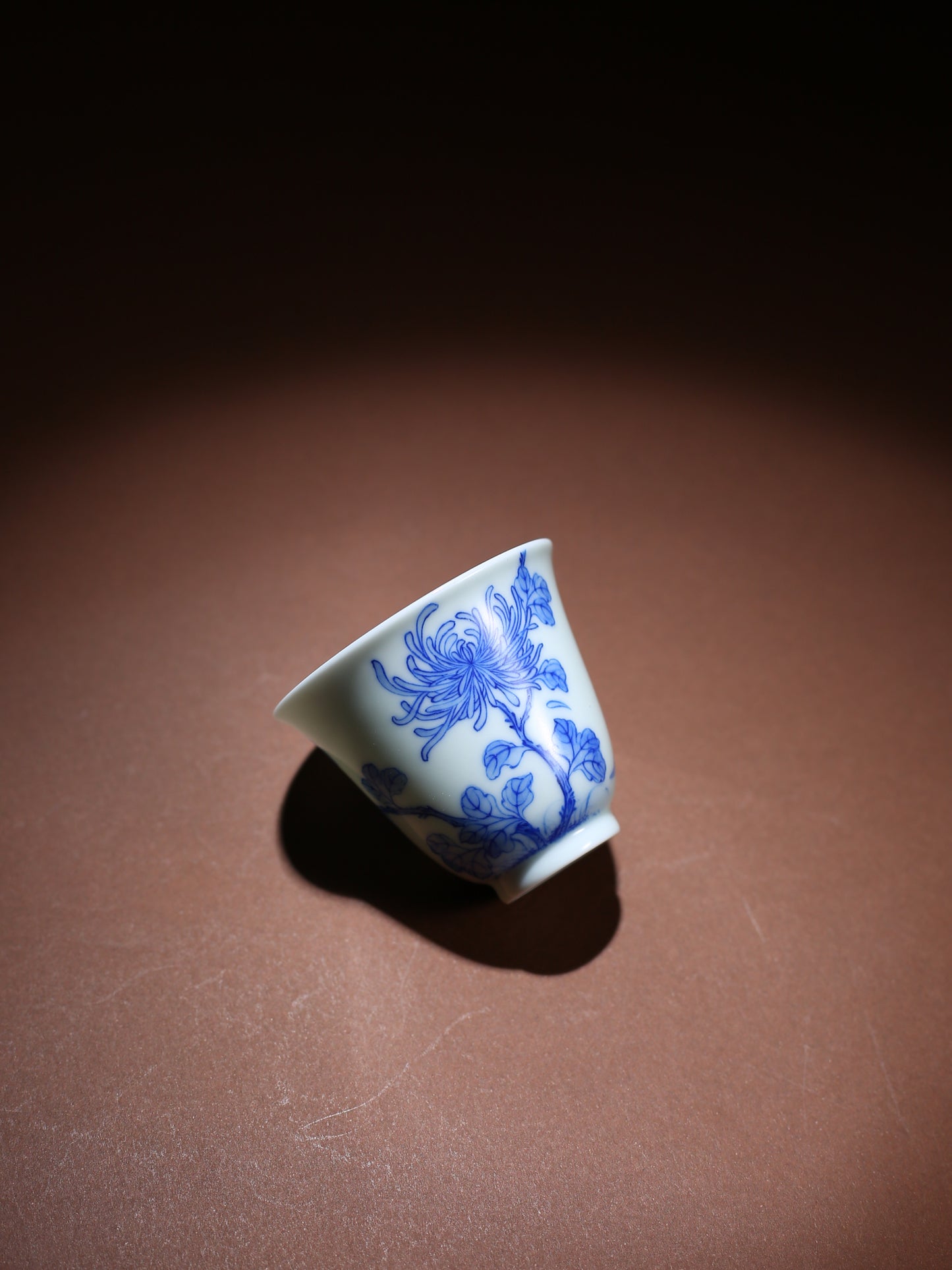 Oriday高檔手繪青花瓷菊花高聞香杯單個功夫仿古茶杯茶具主人杯茶杯盞茶具東方良品