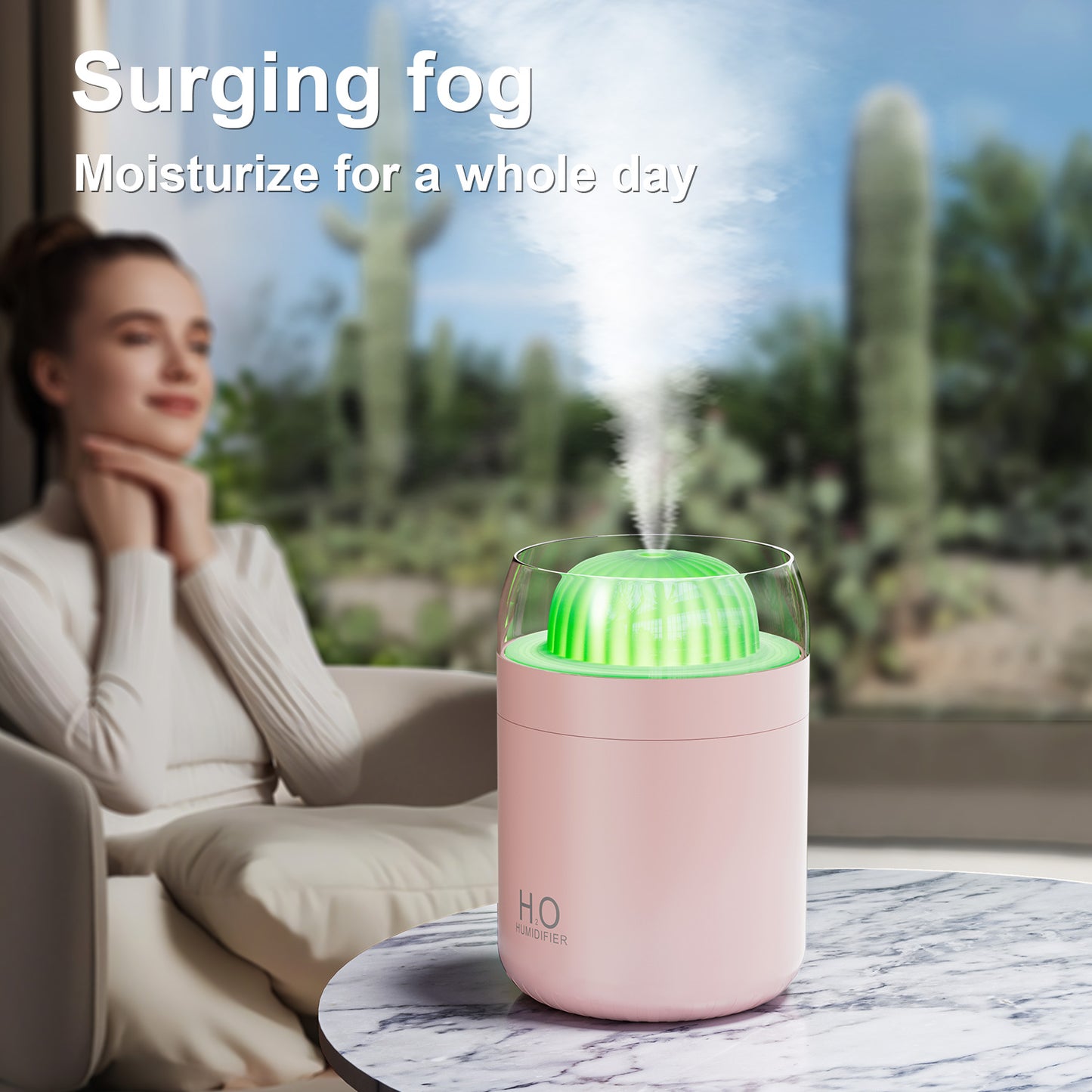 Oriday Cactus USB Humidifier | Silent High-Mist Aroma Diffuser | Ideal for Home and Office
