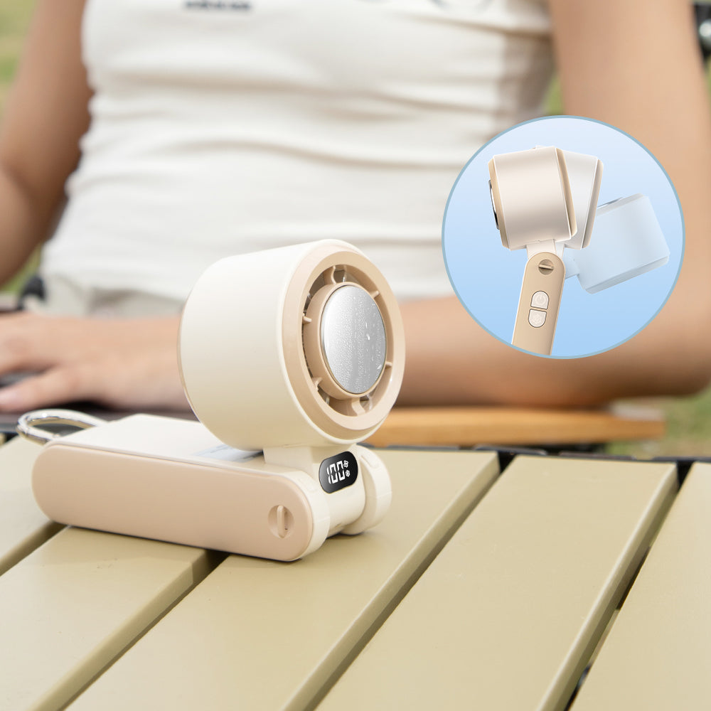 Oriday Handheld Cooling Ice Pack Fan, Foldable, Portable, Rechargeable, 3000mAh Ultra-Long Battery Life, Summer Cold Wind Cannon, Carabiner Neck Hanging, Bedroom, Living Room, Outdoor, Portable Oriental Good.