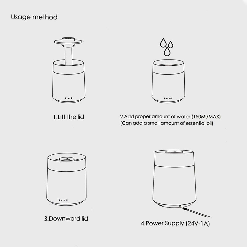 Oriday new humidifier 3L large capacity, silent large mist, bedroom dedicated, air-conditioned room, desk, high design value, Eastern product