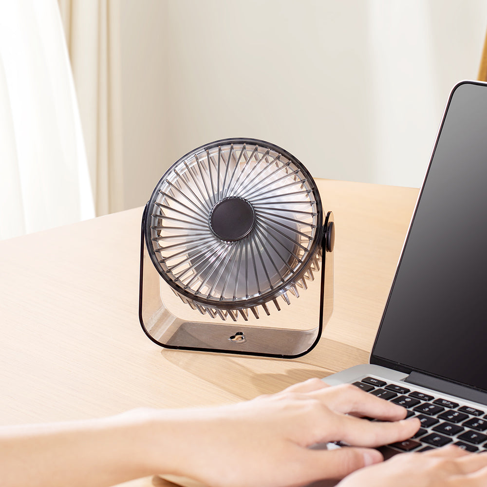 Cross-border new desktop fan with circulation function, transparent night light, ultra-long battery life, and USB charging. Ideal for outdoor camping, students, dormitories, and office desktops – Oriday.