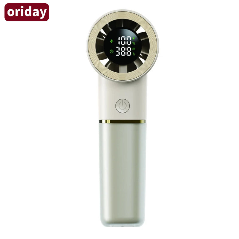 Oriday Portable Handheld Fan, Smart Digital Countdown Display, 100-Level Stepless Speed Control, Magnetic Levitation Ultra-Quiet Design, 4500mAh Long-Lasting Battery, 3-in-1 Use (Handheld / Lanyard Hanging / Desktop)
