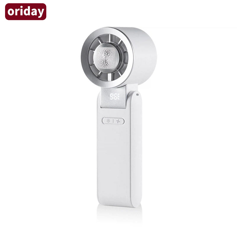 Oriday手提摺疊製冷風扇 大容量電池長續航 4 檔 10000 轉靜音強風 高清數顯電量檔位 一鍵冰敷瞬間冰涼 戶外通勤必備
