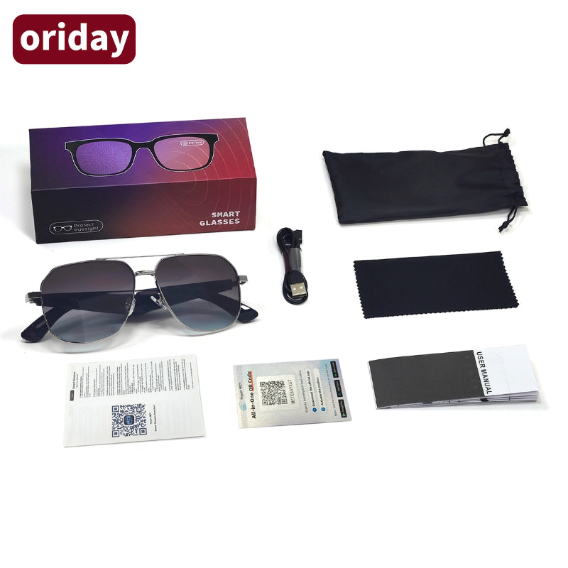 Oriday Smart AI Translation Sunglasses｜Anti-glare Polarized Lenses UV400 Protection｜Music + Calls + Voice Assistant GY100