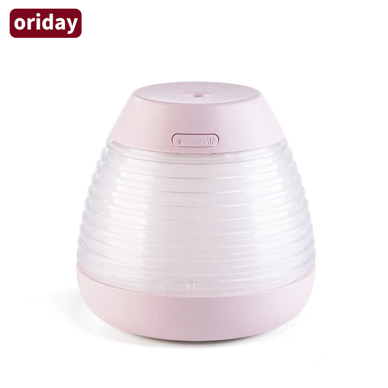 Oriday【가습기 추천 2025】솔방울 디자인 창의 아로마 디퓨저｜USB 조용한 가습・컬러풀 조명・물 부족 시 자동 전원 차단｜사무실 및 가정용에 적합
