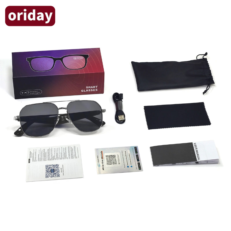 Oriday Smart AI Translation Sunglasses｜Anti-glare Polarized Lenses UV400 Protection｜Music + Calls + Voice Assistant GY100