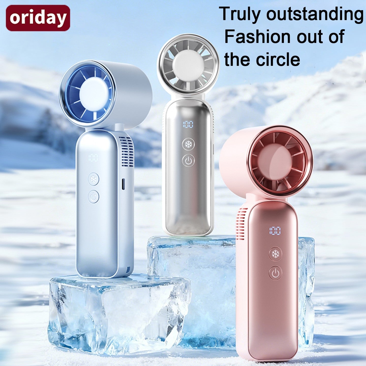 oriday 휴대용 손선풍기 | 브러시리스 모터 + 100단 무단 속도 조절 | 반도체 세라믹 냉각 | 4000mAh 배터리, 13시간 사용 | LED 디스플레이 | 초경량 262g
